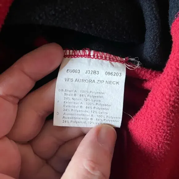 The North Face Women's Polartec Half Zip Fleece Pullover-Red/Black - Picture 9 of 14